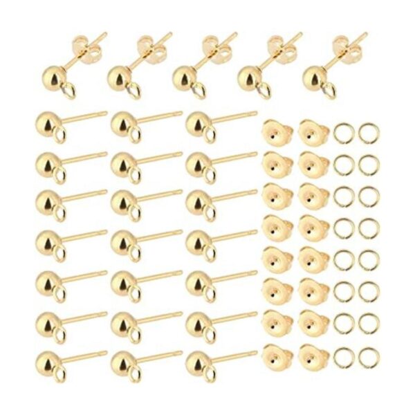 PH PandaHall 300 aretes de bola de oro de 18 quilates 100_1