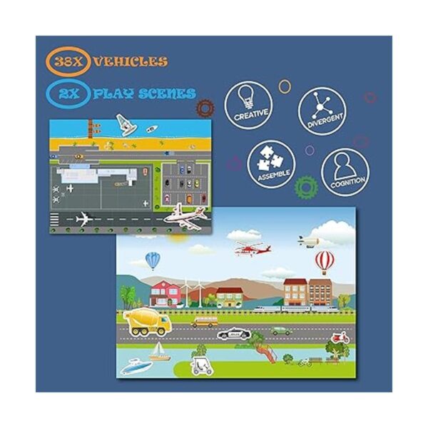 Tablero de juegos magnético portátil autos aviones_2