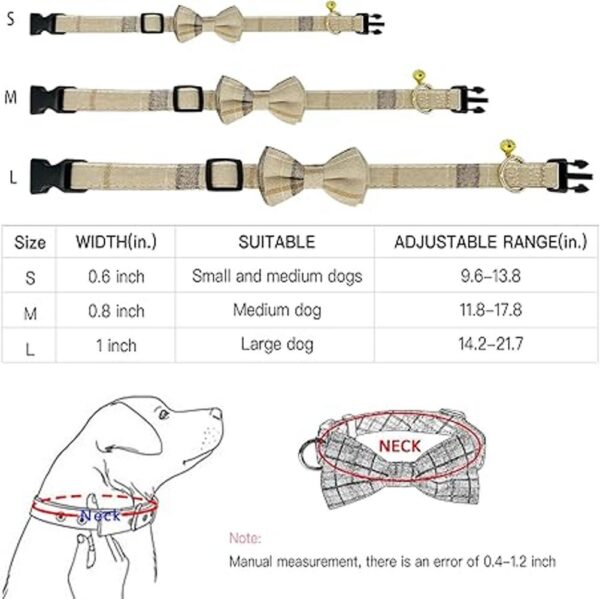 KUDES Collar de perro a cuadros con lazo paquete de 2