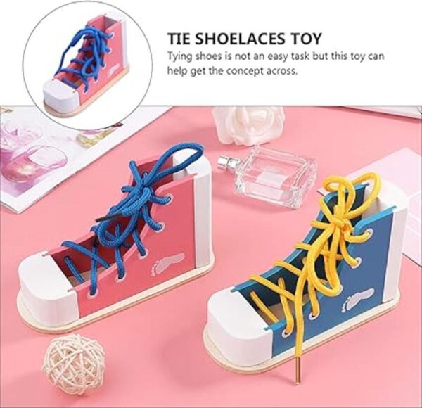 NUOBESTY Aprende a atar zapatos de madera con cordones_5