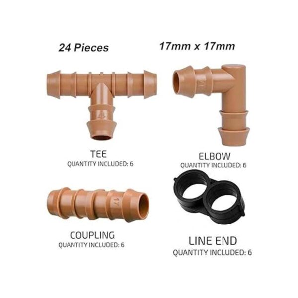 JAYEE Kit de accesorios de riego por goteo 24P para tubos