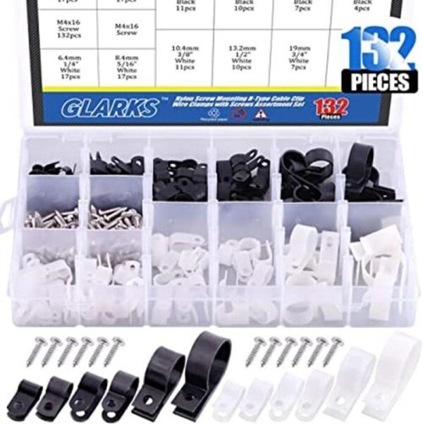 Glarks 132 piezas 6 tamaños 14 1 negro y blanco Nylon_1