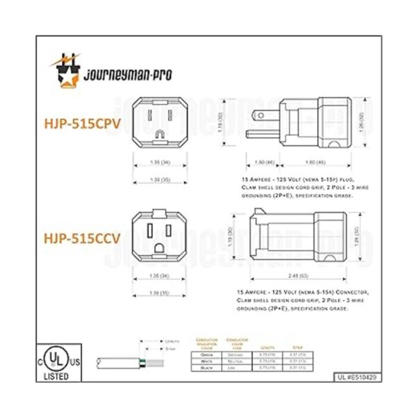 JourneymanPro 515CCV Clamshell 15 Amp 120125 voltios NEMA