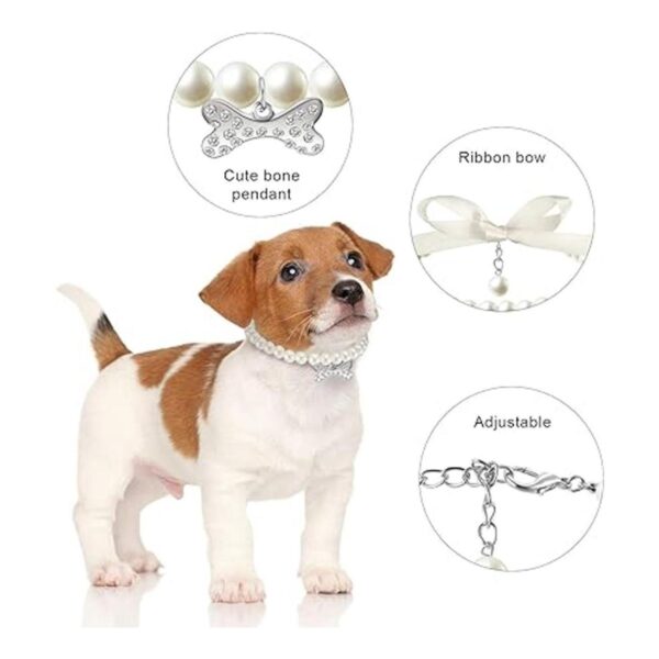 Hicarer Juego de 2 collares de perlas para perro y collar