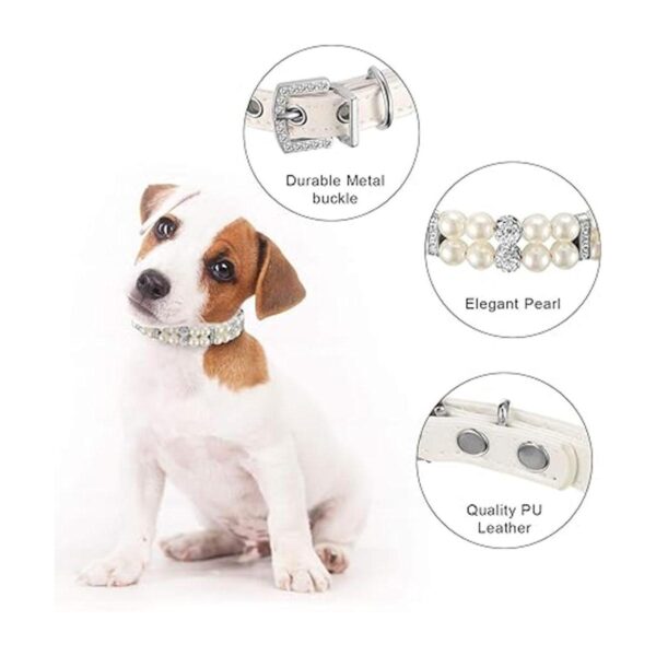Hicarer Juego de 2 collares de perlas para perro y collar