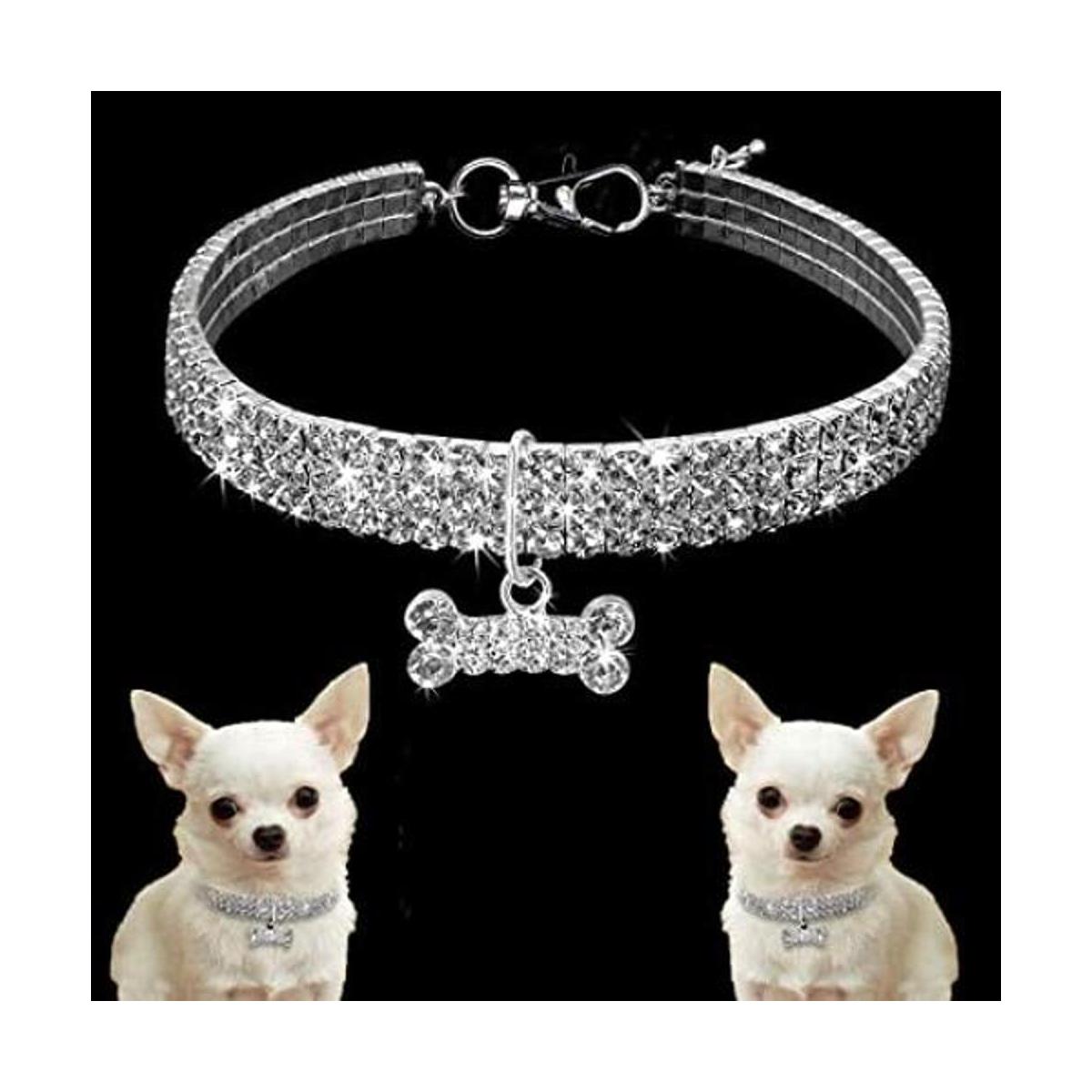 Dogs Kingdom Increíble collar de 3 filas de diamantes de