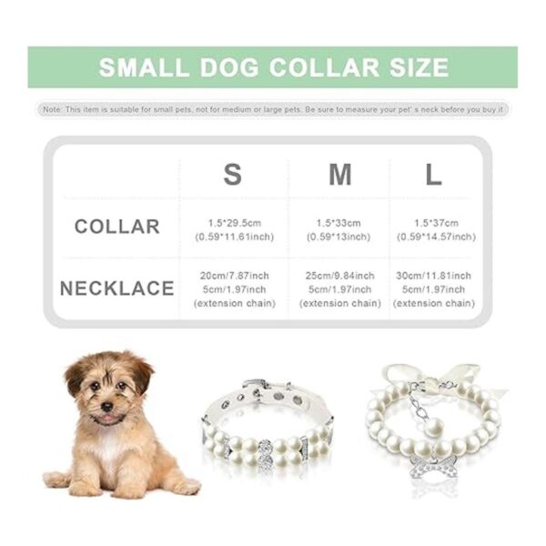 Hicarer Juego de 2 collares de perlas para perro y collar