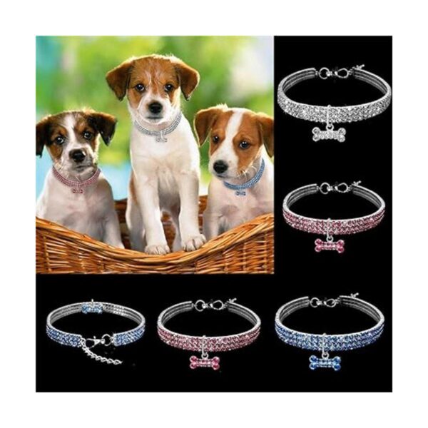 Dogs Kingdom Increíble collar de 3 filas de diamantes de_2