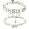 Hicarer Juego de 2 collares de perlas para perro y collar