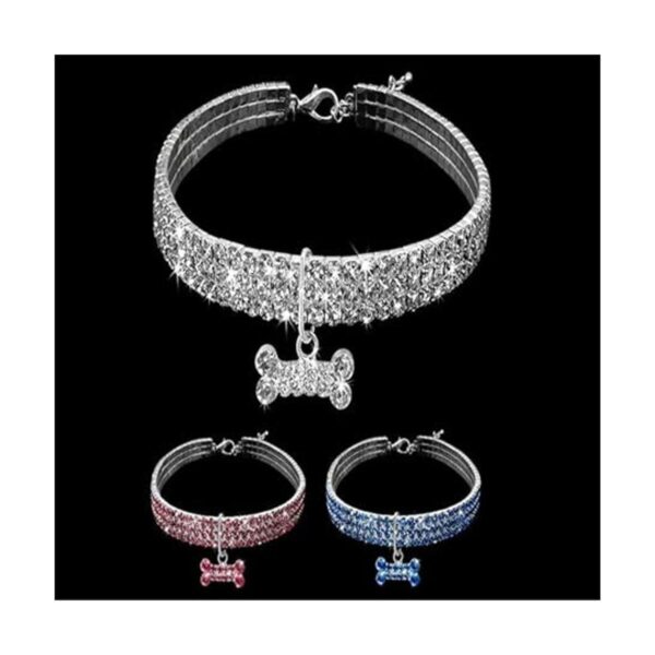 Dogs Kingdom Increíble collar de 3 filas de diamantes de_4