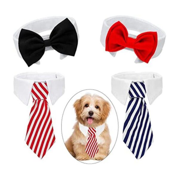 4 piezas de corbatín ajustable para mascotas collar