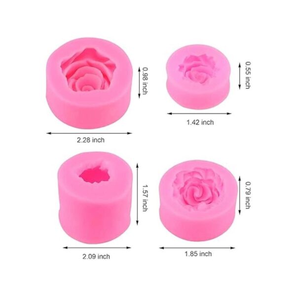Molde de silicona de 4 piezas en 3D con flor de rosa