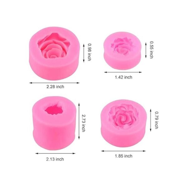 Molde de silicona de 4 piezas en 3D con flor de rosa