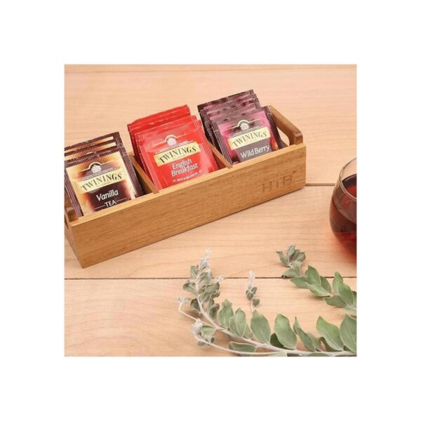 HTB Caja pequeña de té de madera de 3 compartimentos para_2