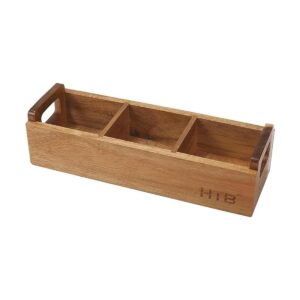 HTB Caja pequeña de té de madera de 3 compartimentos para_1