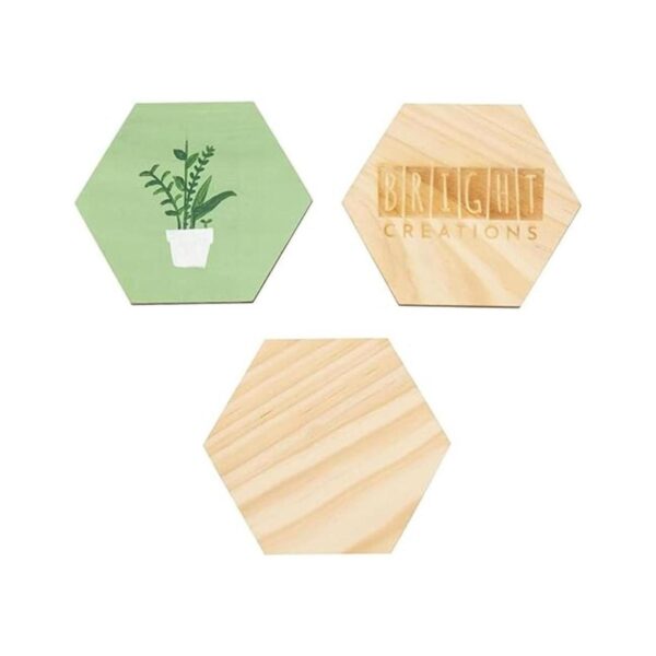 Paquete de 15 recortes hexagonales de madera sin terminar