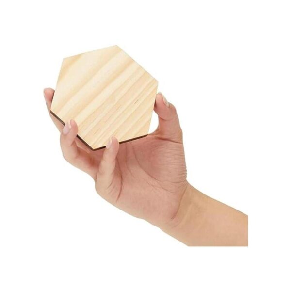 Paquete de 15 recortes hexagonales de madera sin terminar