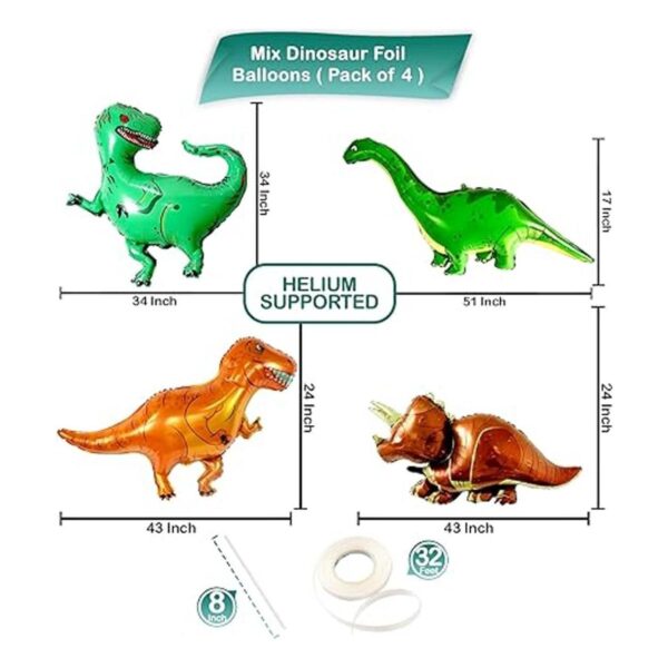 Juego de globos gigantes de dinosaurio de 51 pulgadas_4