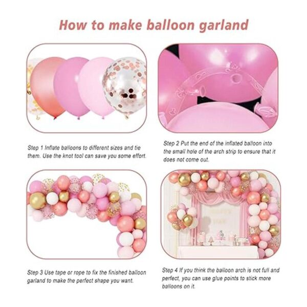 Kit de 144 globos metálicos de látex de confeti rosa_3