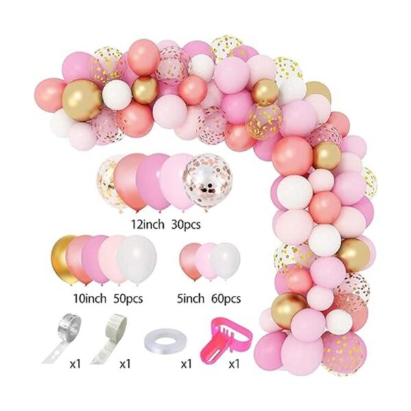 Kit de 144 globos metálicos de látex de confeti rosa_2