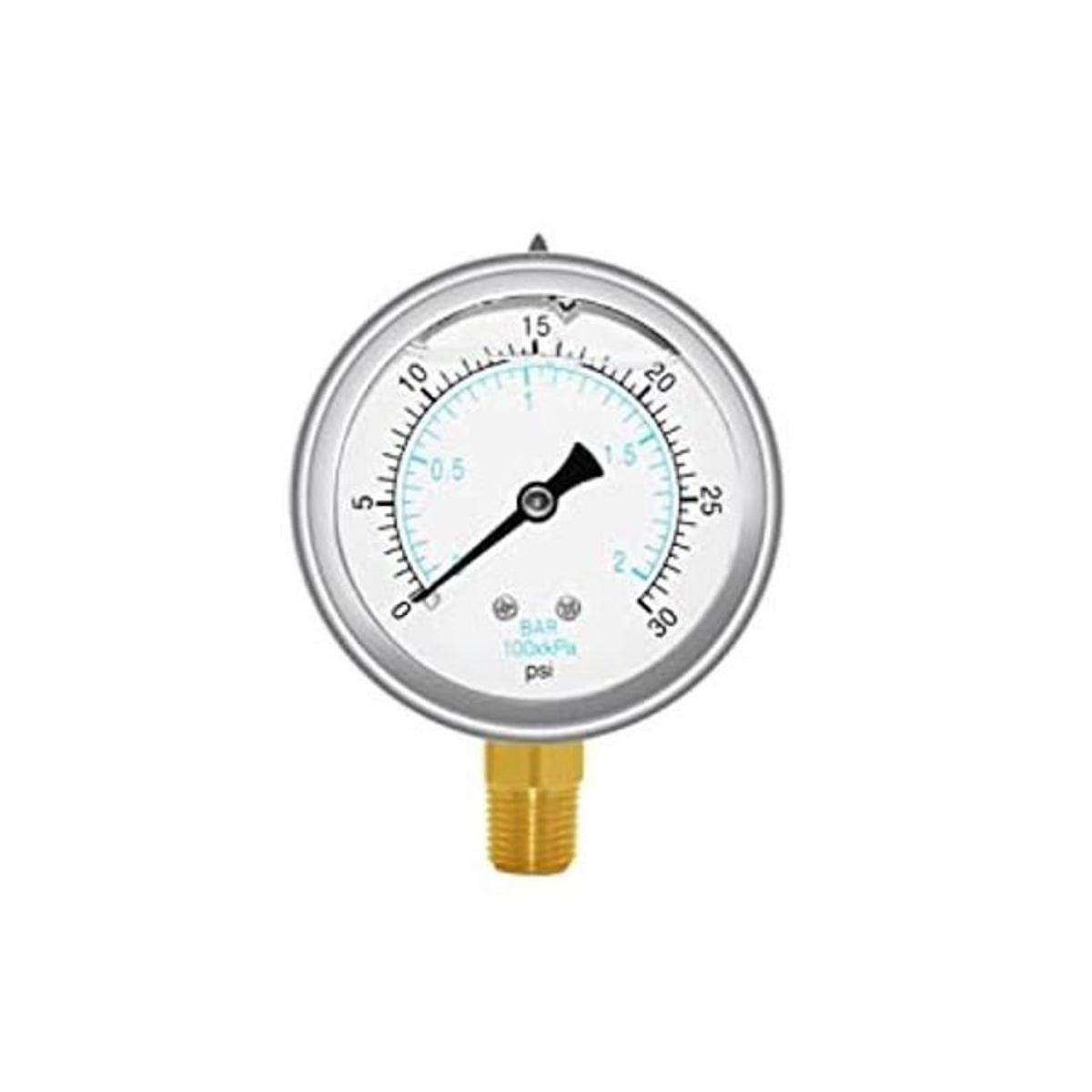 Joywayus Medidor de presión 030 PSI latón de 14 pulgadas