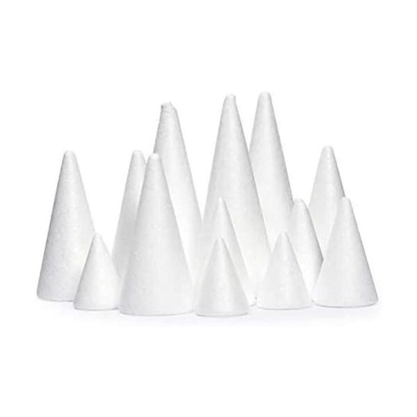Conos de espuma blanca para manualidades 4 tamaños_1