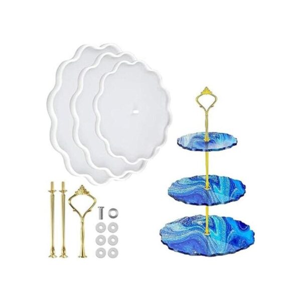 Molde de 3 niveles para tartas de resina Hsxxf bandeja