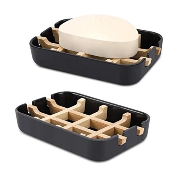 Fufengz Jabonera de madera de bambú para baño bar_1