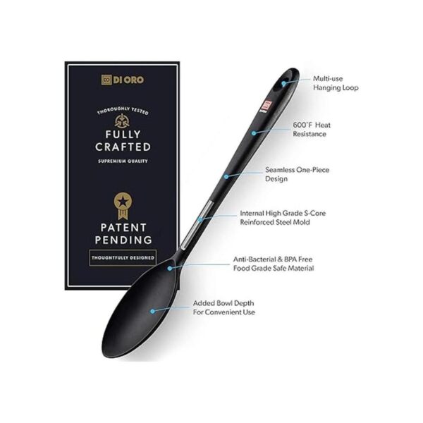 DI ORO Cooking Spoon Solid Silicone Spoon 600F High Heat_2