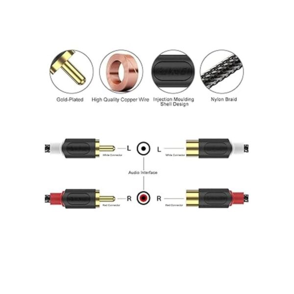 JD 2 RCA Cable de Extensión RCA Cable de audio chapado en_2