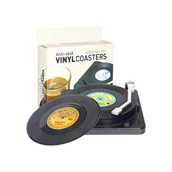 Divertidos posavasos de vinilo retro para bebidas con