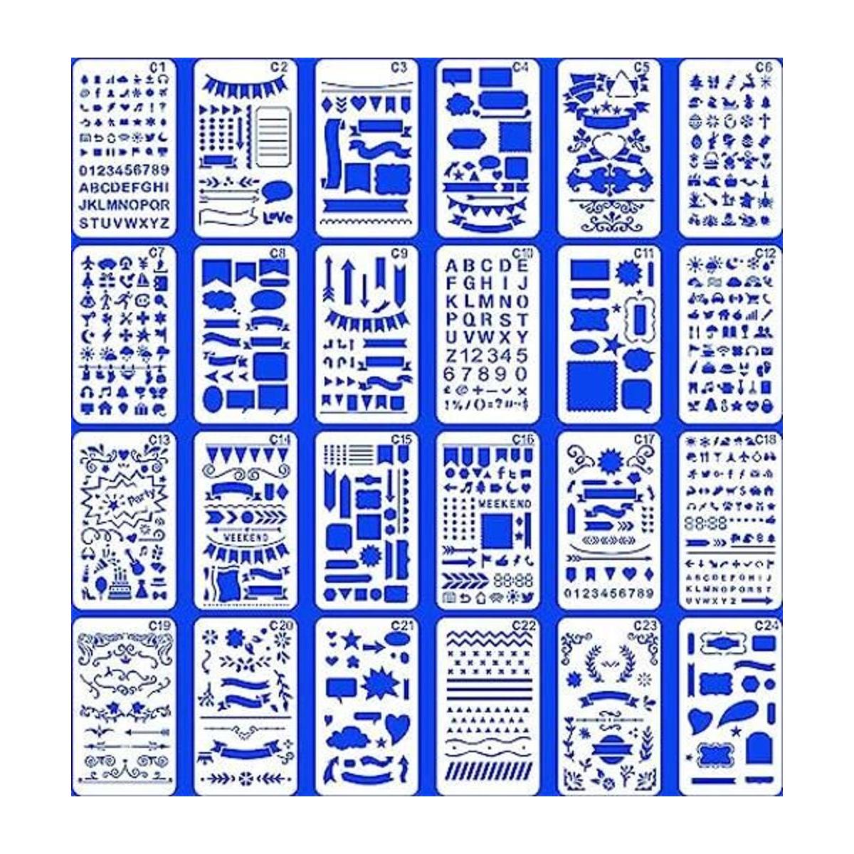Juego de 24 plantillas de cuaderno de bala para diarios