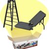 Juego de mesa y escalera negra para figuras de acción de_1