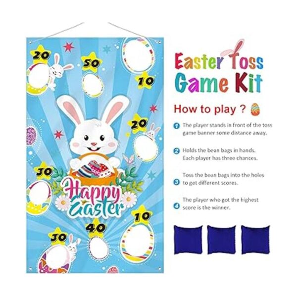 Juego de lanzamiento de Pascua con 3 bolsas de puf conejo_3