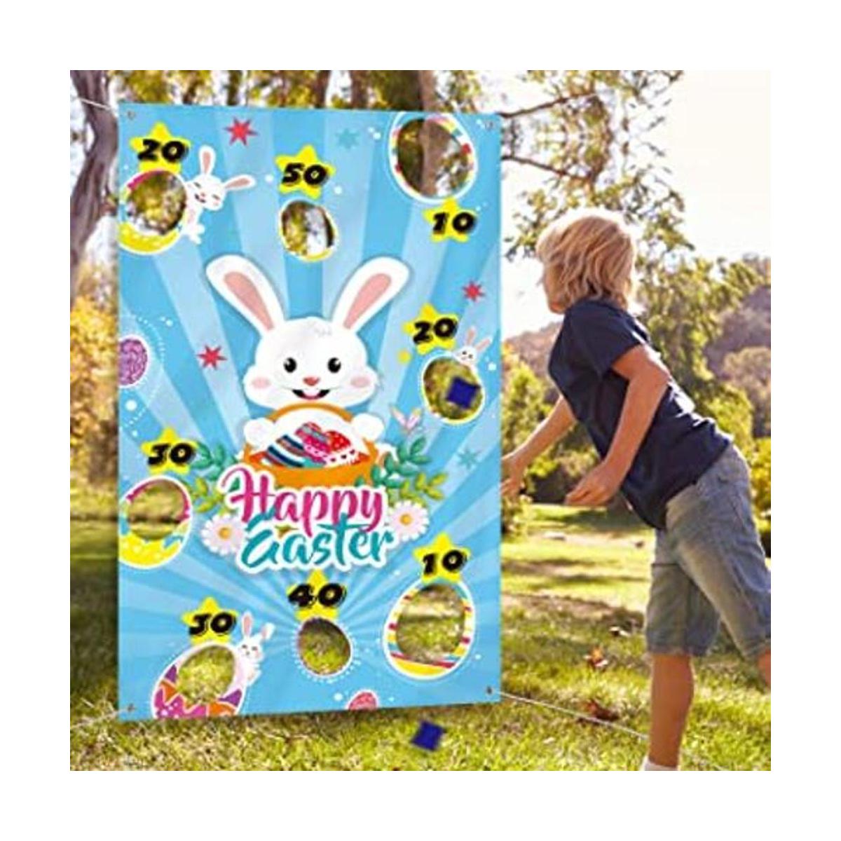 Juego de lanzamiento de Pascua con 3 bolsas de puf conejo