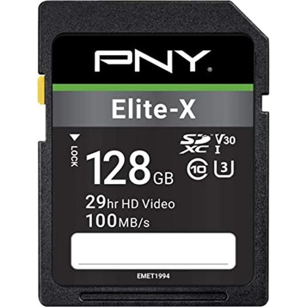 PNY 128GB EliteX Class 10 U3 V30 SDXC Flash Memory Card