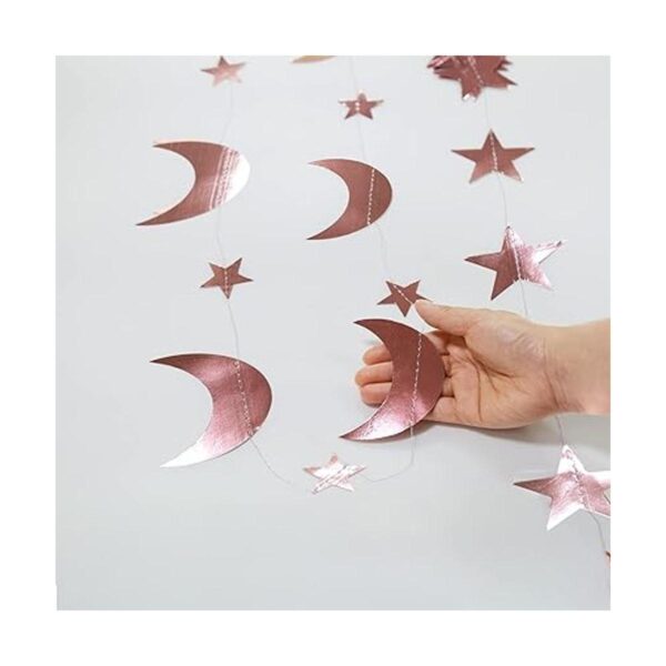 Guirnalda de luna de estrella y luna de oro rosa_3