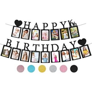 Decoración de cumpleaños dulce de 16 años en negro_1