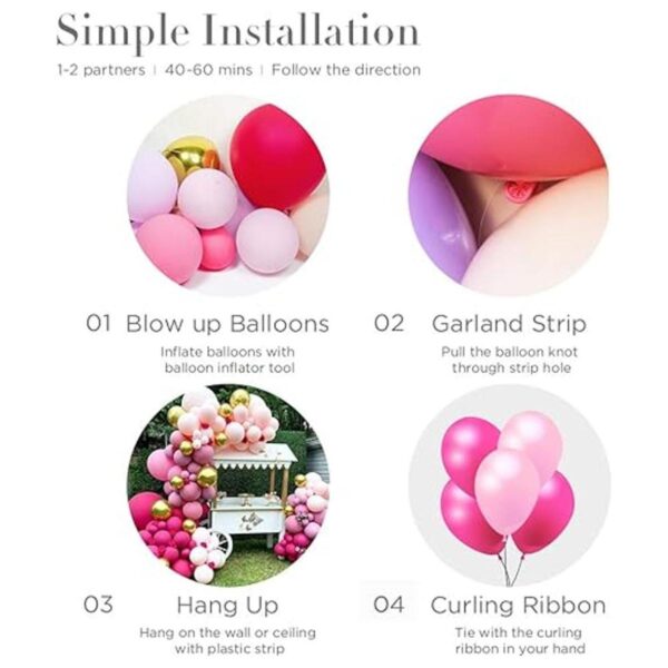 Kit de guirnalda de arco de globos rojo intenso y rosa_3