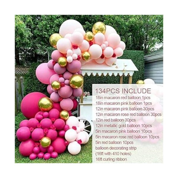 Kit de guirnalda de arco de globos rojo intenso y rosa_2