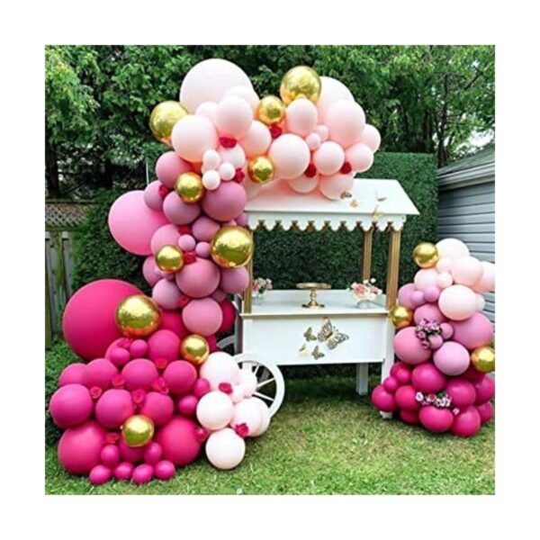 Kit de guirnalda de arco de globos rojo intenso y rosa_1