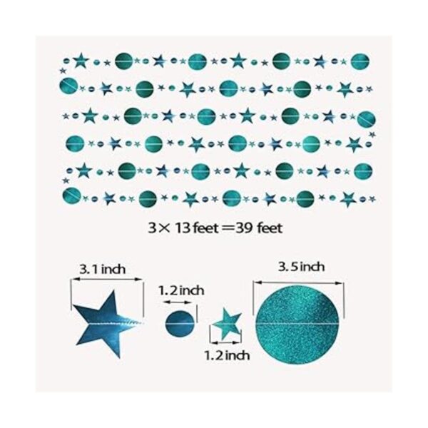Guirnalda circular de estrellas azul azulado con purpurina