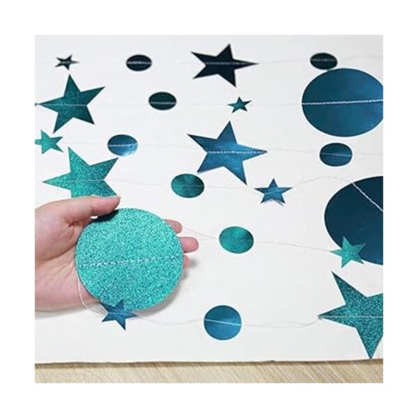 Guirnalda circular de estrellas azul azulado con purpurina
