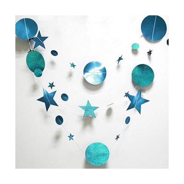 Guirnalda circular de estrellas azul azulado con purpurina