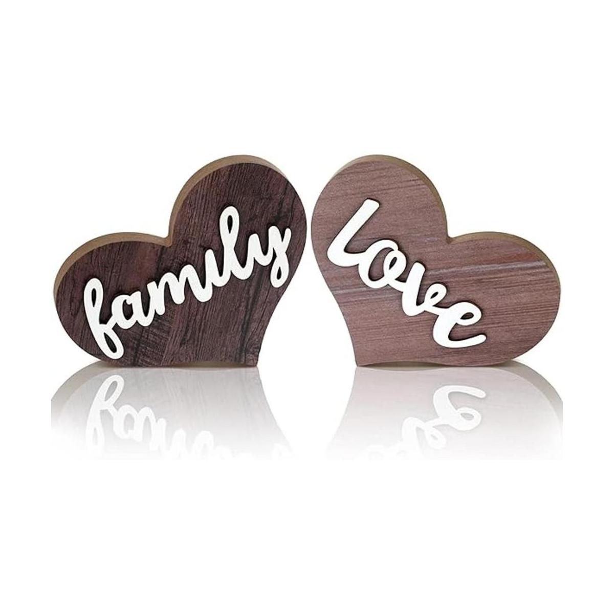 Jetec Letrero de madera en forma de corazón de la familia