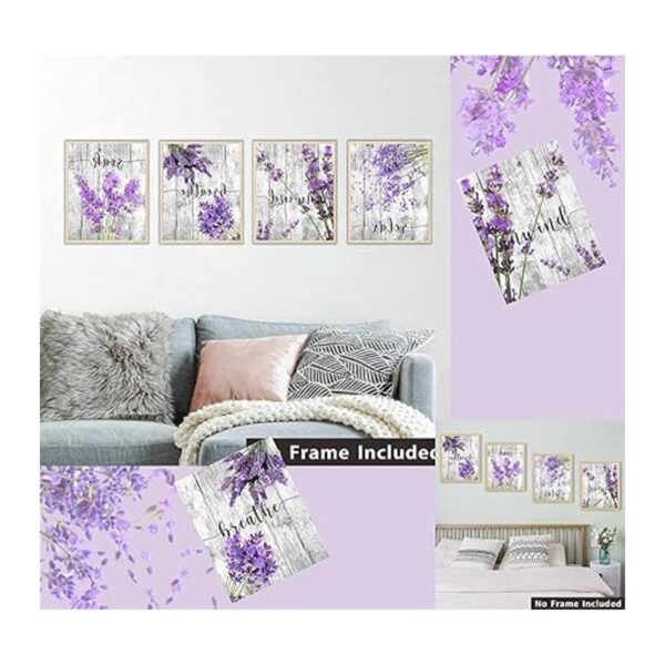 Juego de 4 piezas de arte de pared de color morado para_2