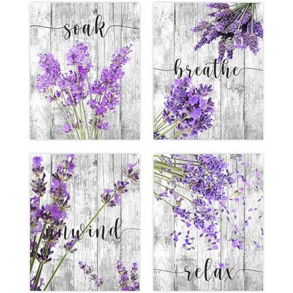 Juego de 4 piezas de arte de pared de color morado para_1