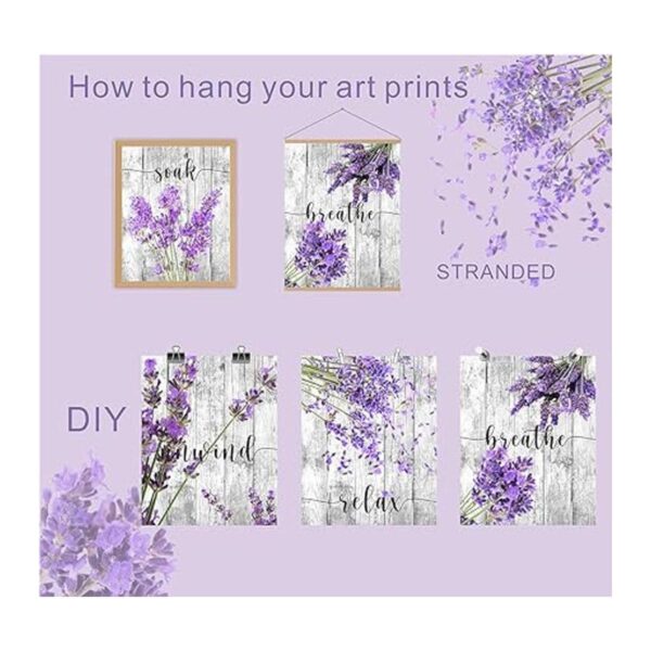 Juego de 4 piezas de arte de pared de color morado para_4