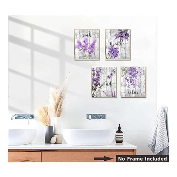 Juego de 4 piezas de arte de pared de color morado para_5