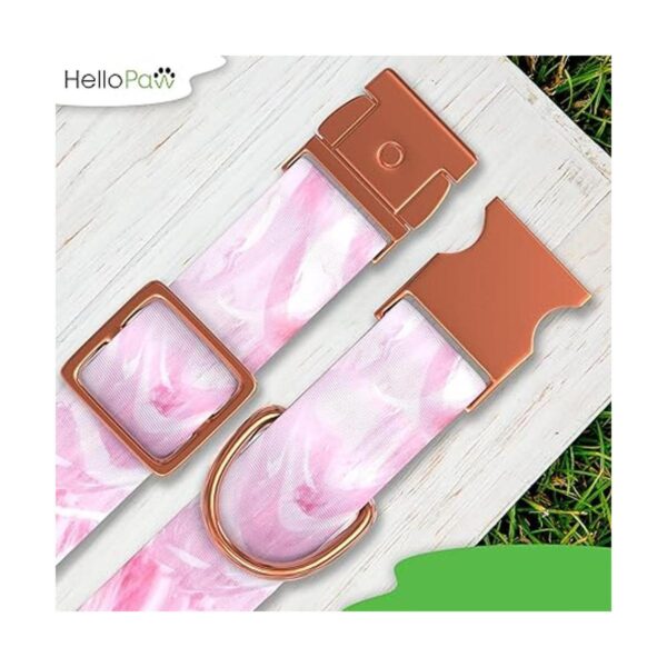 HelloPaw Rosa con oro rosa Collar de perro de nailon